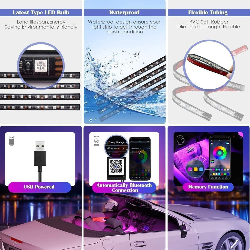 72 LED RGB Car Interior Light Strip App control image 3