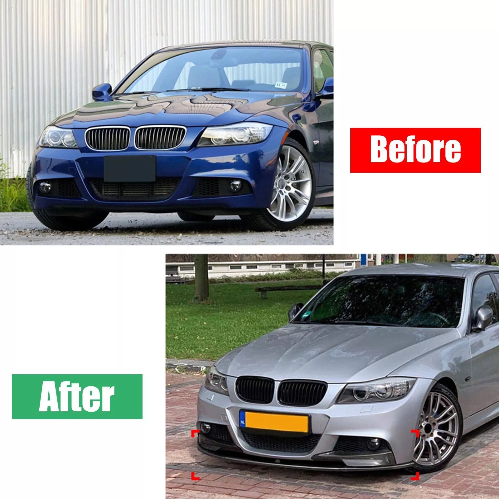 Front Bumper Lip Splitter For BMW 3 Series E90 E91 LCI M Sport 09-12 image 3