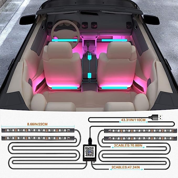 72 LED RGB Car Interior Light Strip App control image 5