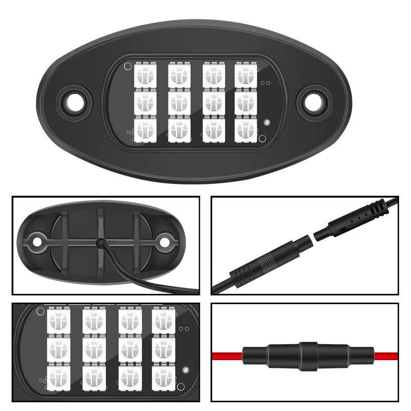 4PC RGB Rock Light Kit For 4x4 Car image 7