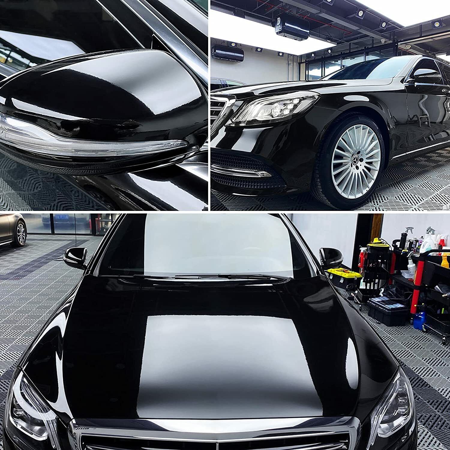 6D Glossy Black Car Vinyl Wrap Film 150cm x 60cm /110cm x 300cm image 4