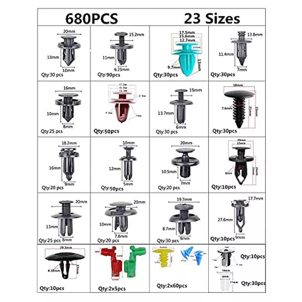680PCS Car Retainer Clip & Fasteners Kit image 1