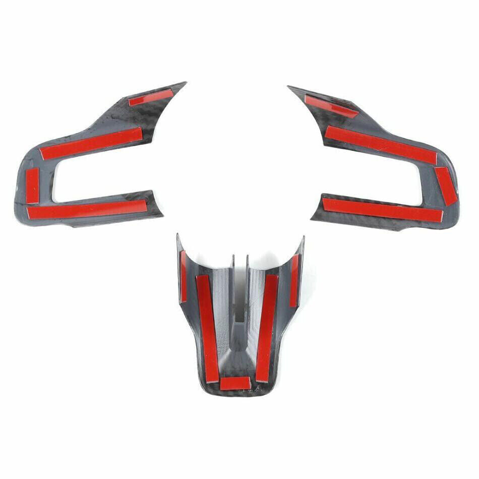 Carbon Fiber Steering Wheel Cover Trim For Ford Mustang 2015-2022 image 5