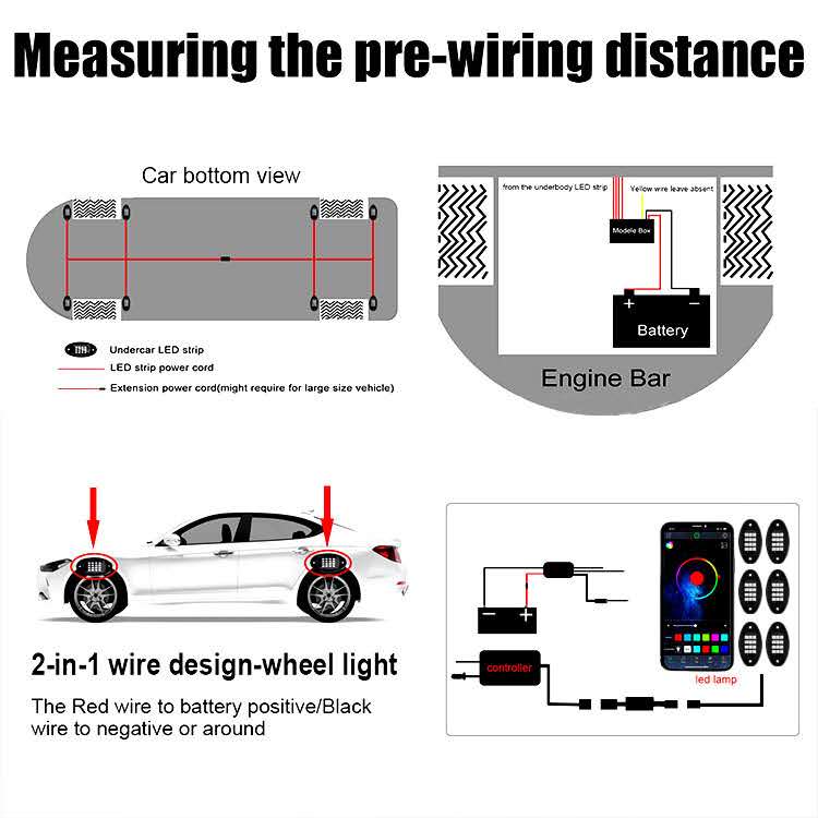 4PC RGB Rock Light Kit For 4x4 Car image 8