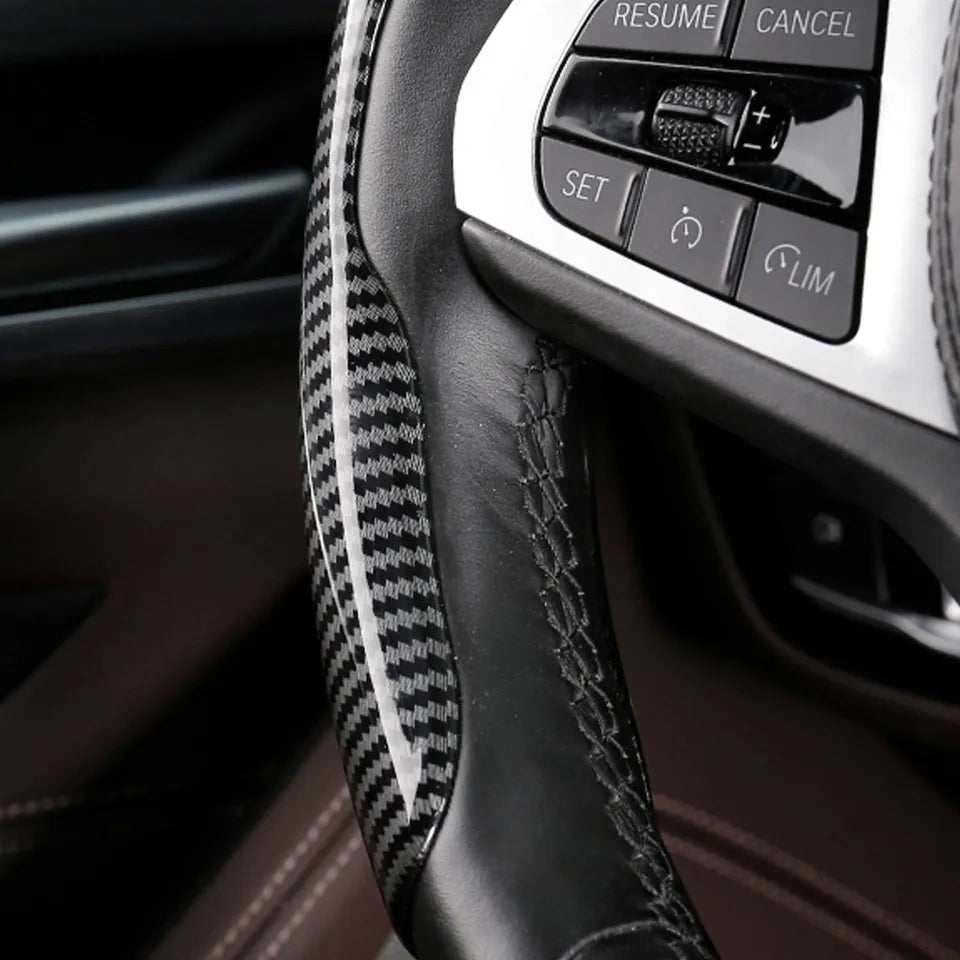 Carbon fiber look car steering wheel cover 38CM image 7