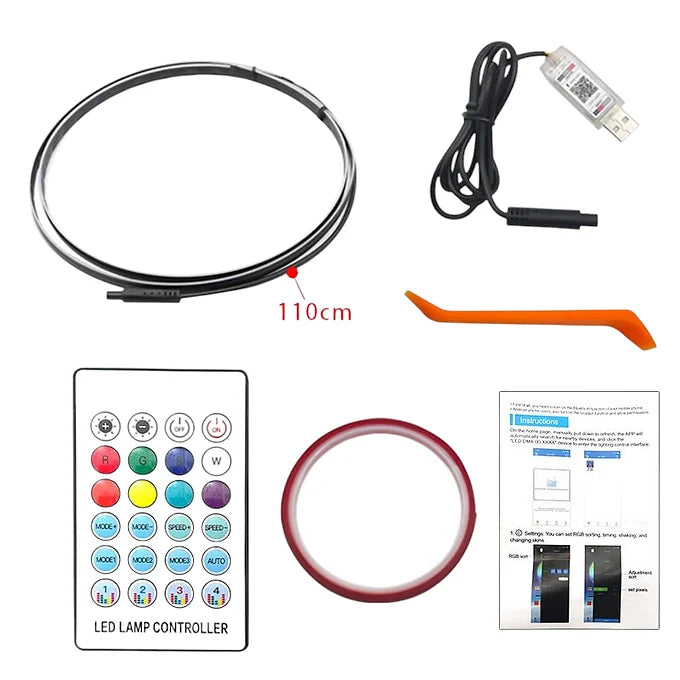 2-in-1 Car Interior Ambient LED Light Kit RGB App Control