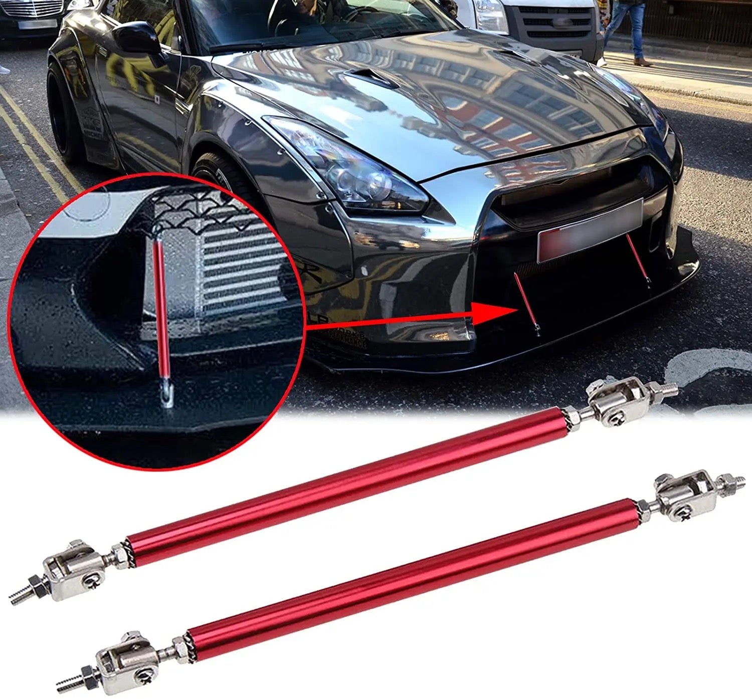 Car Bumper Lip Splitter Strut Rod Support Bar 20CM image 1