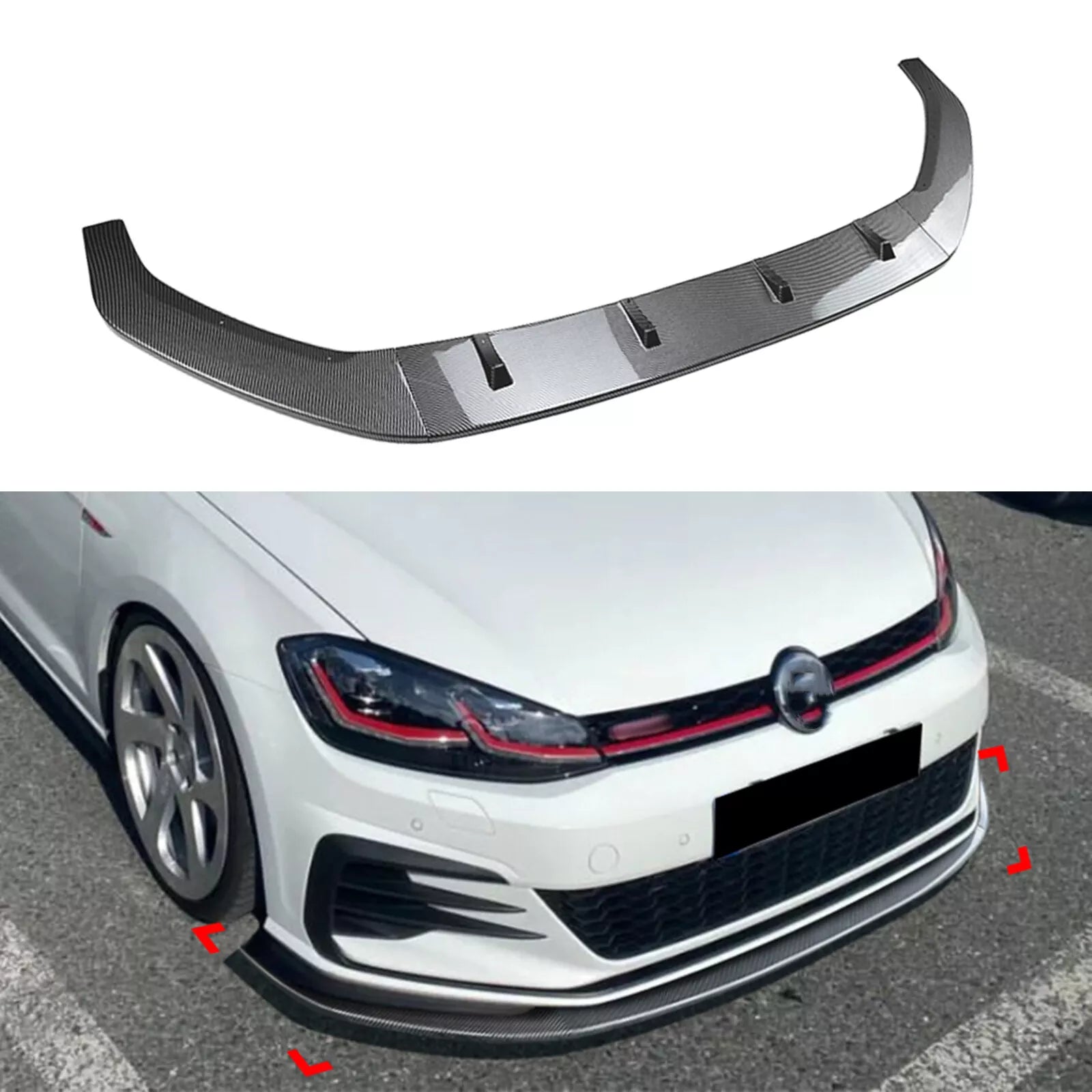 Front bumper lip splitter for VW Golf 7 MK7 GTI R 2017 -2019 image 1
