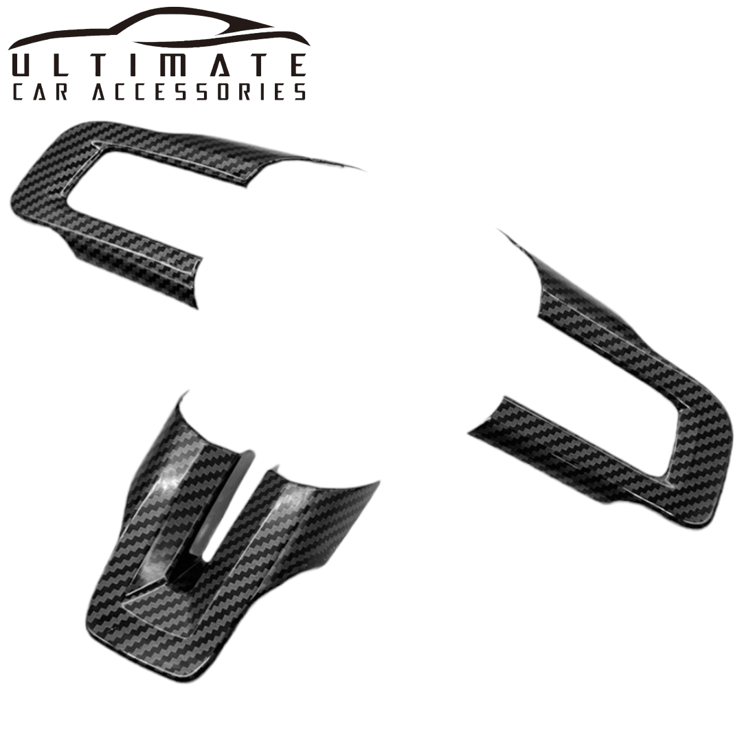 Carbon Fiber Steering Wheel Cover Trim For Ford Mustang 2015-2022 image 1