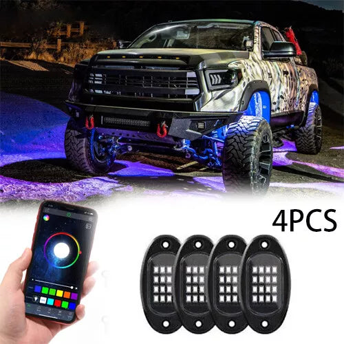 4PC RGB Rock Light Kit For 4x4 Car image 0