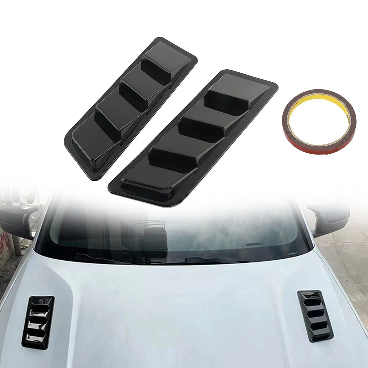 2Pcs Car Air Flow Intake Hood Scoop Vent Decor image 0