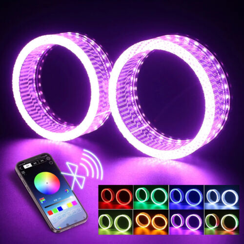 3-Inch 5D RGB Car Halo Ring Light App Control image 0