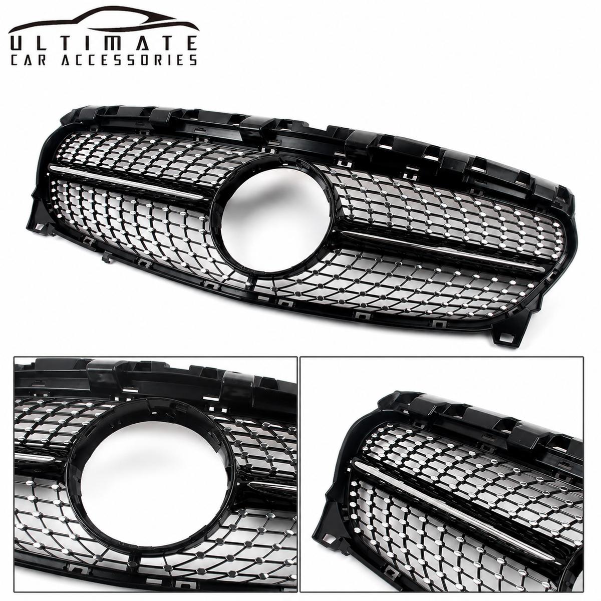 Mercedes-Benz CLA W117 C117 Diamond Front Grille Chrome Silver 2013–2019