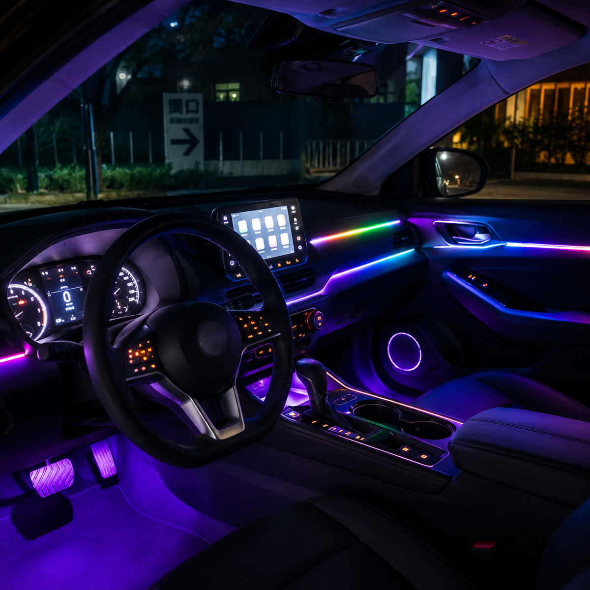 6 In 1 Car RGB LED Ambient Light Kit – Bluetooth APP Control Interior Lighting Strip