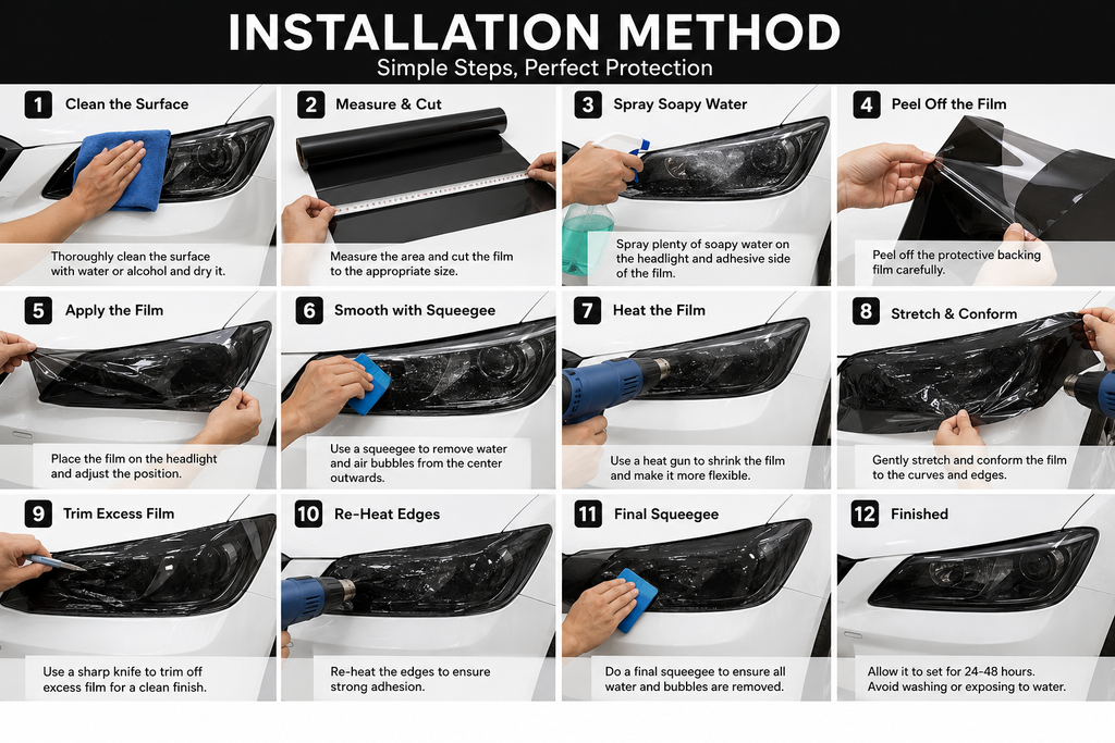 Car headlight / Taillight tint film vinyl wrap 180CM x 40CM