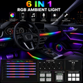 6 In 1 Car RGB LED Ambient Light Kit – Bluetooth APP Control Interior Lighting Strip