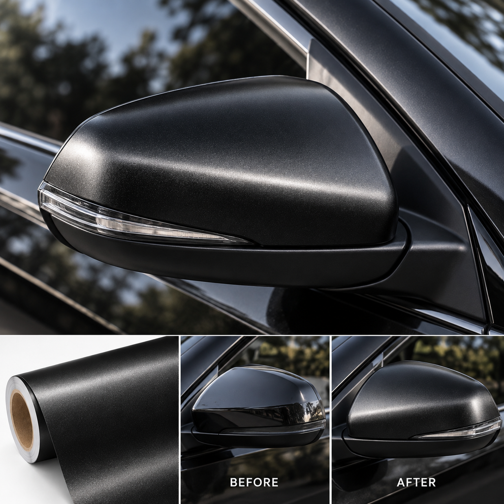 Premium PET Satin Black Car Vinyl Wrap Film 150cm x 60cm