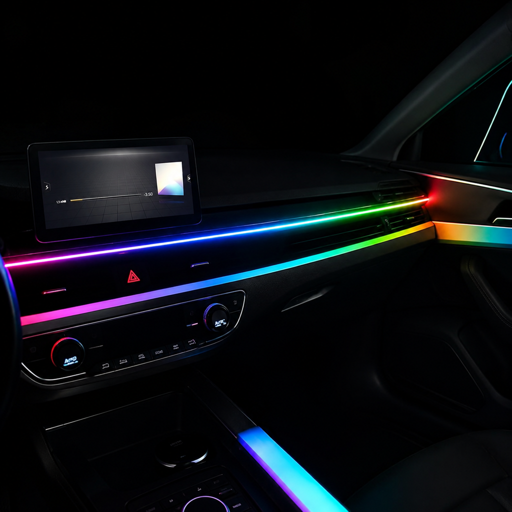 2-in-1 Car Interior Ambient LED Light Kit RGB App Control