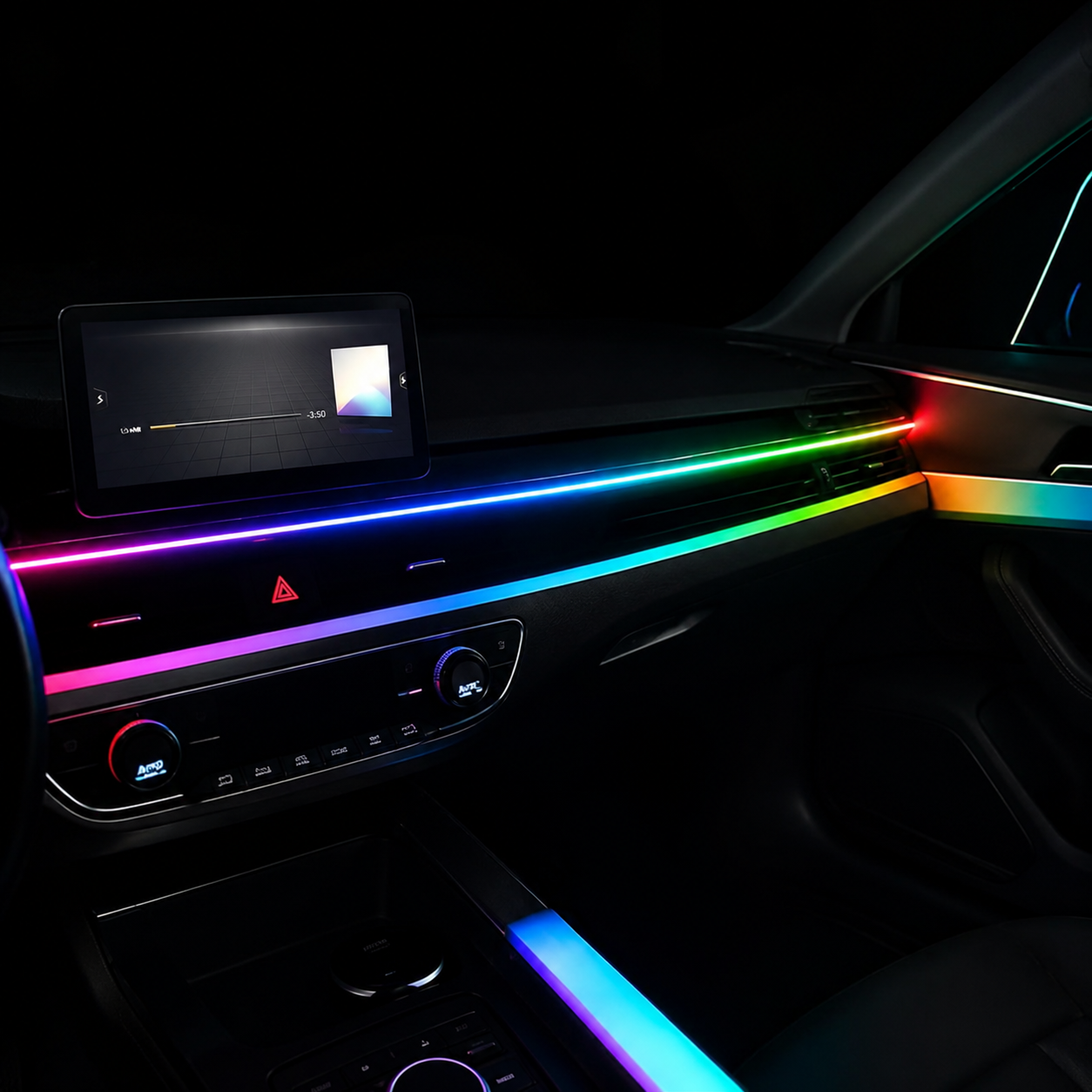 2-in-1 Car Interior Ambient LED Light Kit RGB App Control