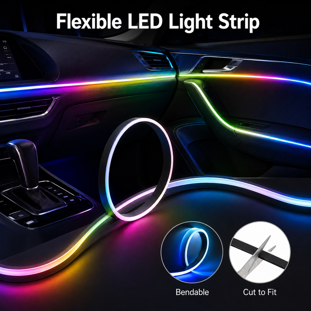 2-in-1 Car Interior Ambient LED Light Kit RGB App Control