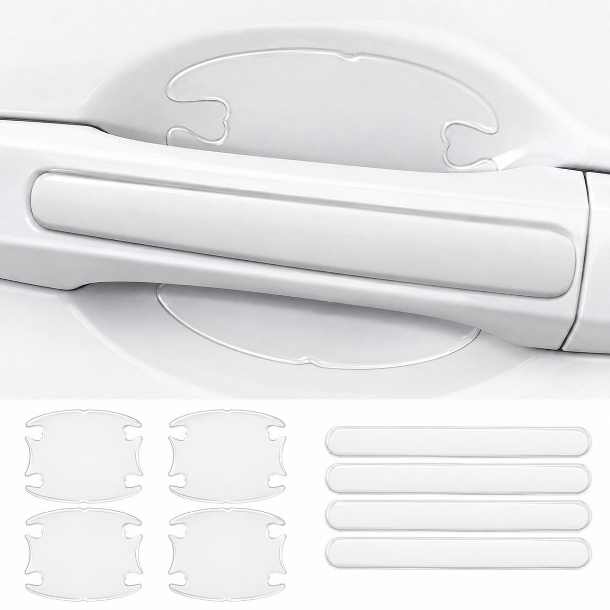 8PCS Universal Clear Car Door Handle Bowl Anti-Scratch Protector Stickers