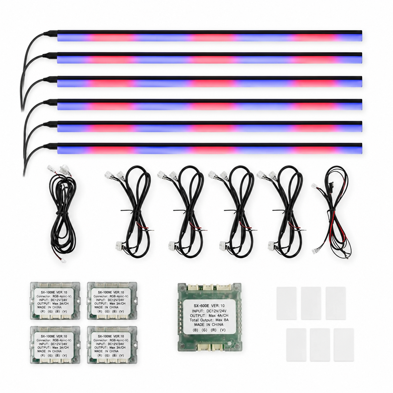 6 In 1 Car RGB LED Ambient Light Kit – Bluetooth APP Control Interior Lighting Strip