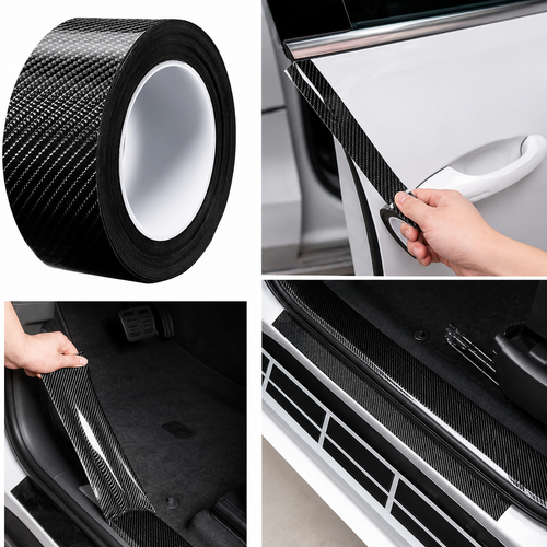 5D Carbon Fibre Anti Scratch Door Sill Protection Roll 5M x 5CM