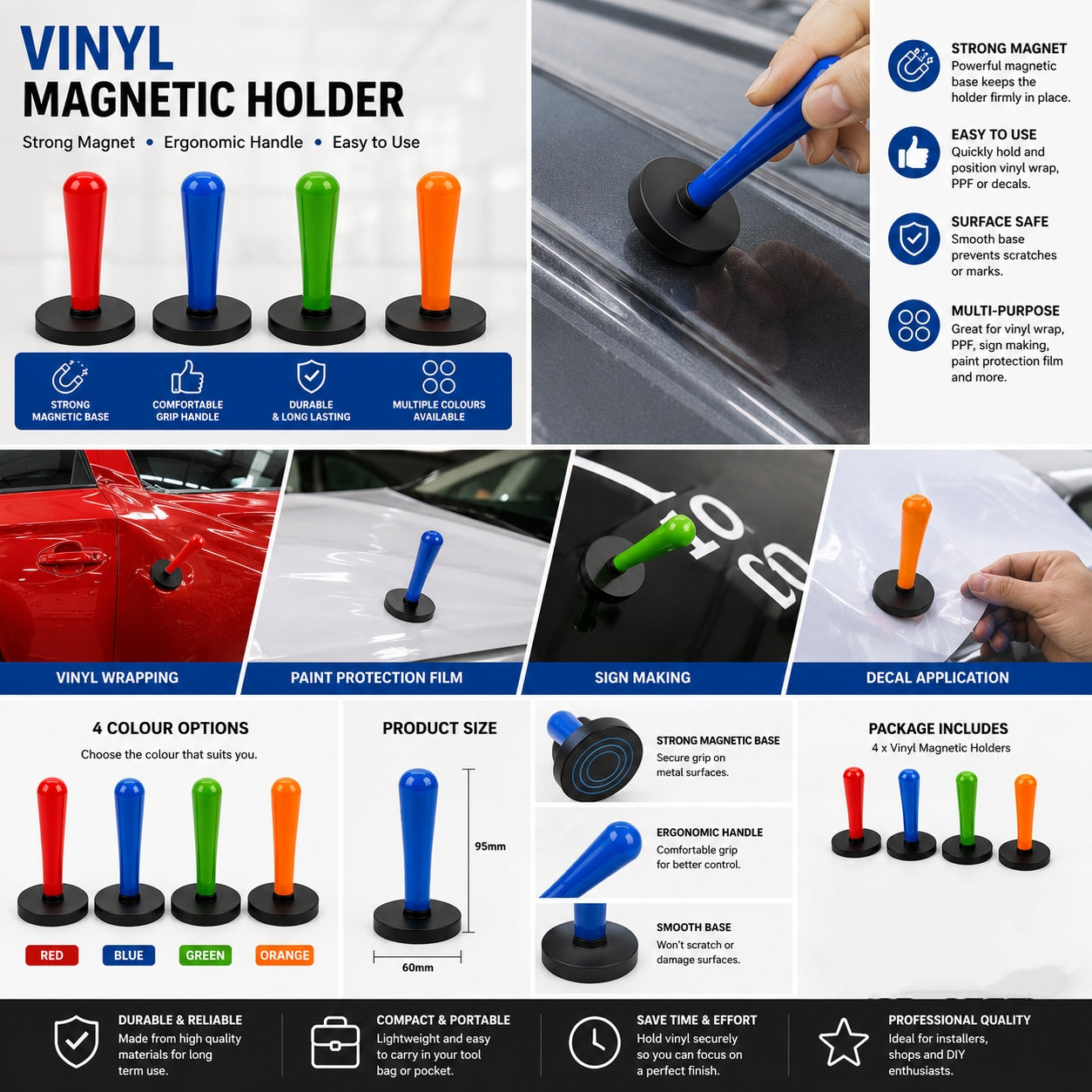 4PCS Car Vinyl Magnetic Holder Set
