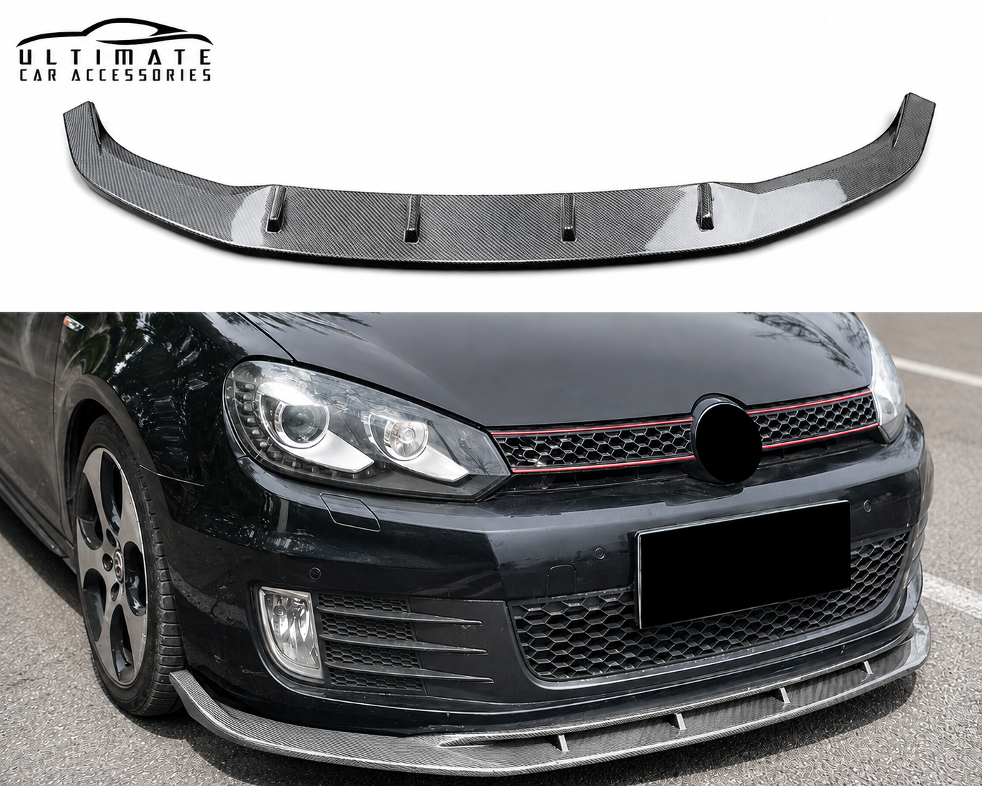 Front Bumper Lip Splitter for VW Golf 7 MK7.5 GTI R Line 2017-2019 Carbon Fiber Style
