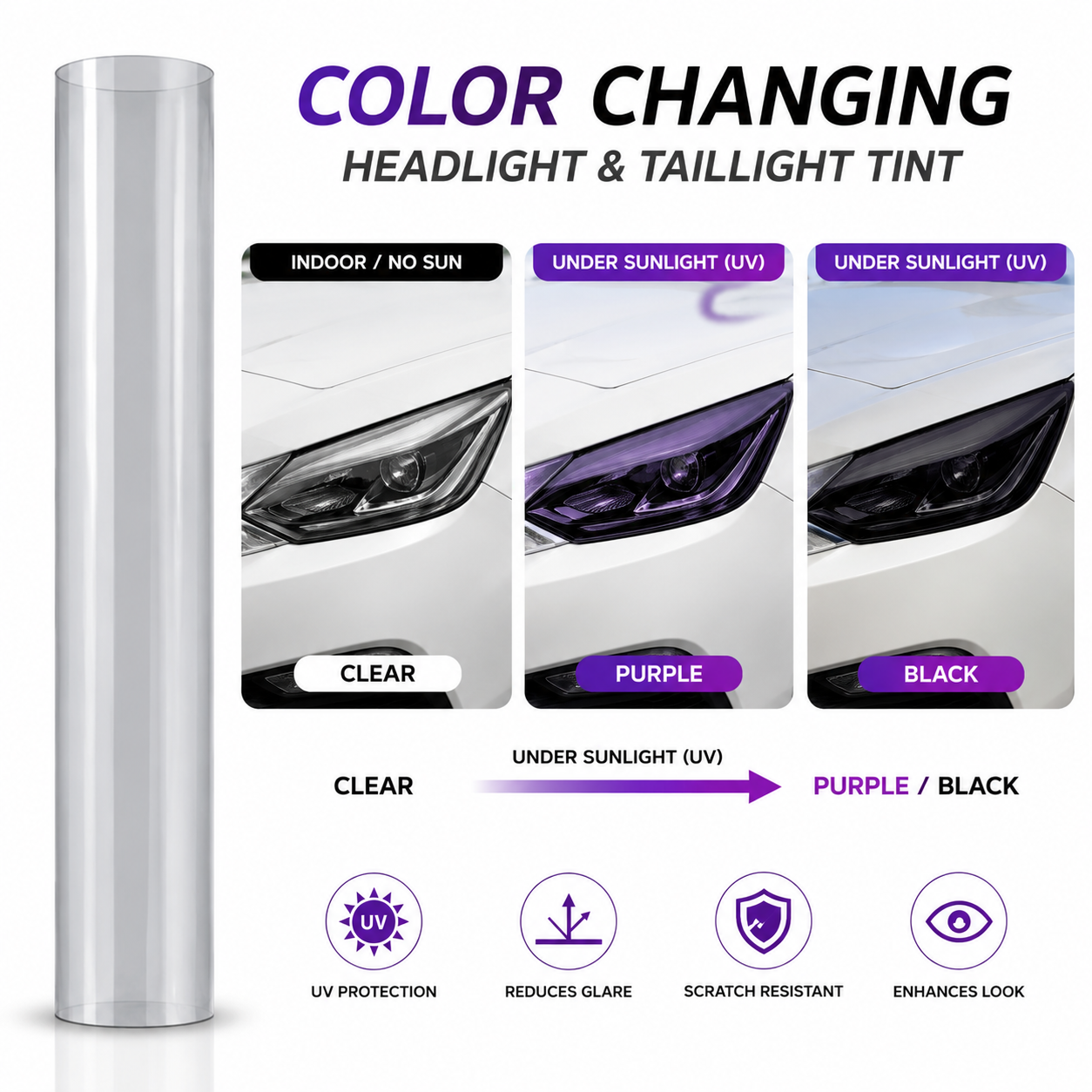 Premium TPU Headlight & Taillight Colour Change Tint 150 x 30cm