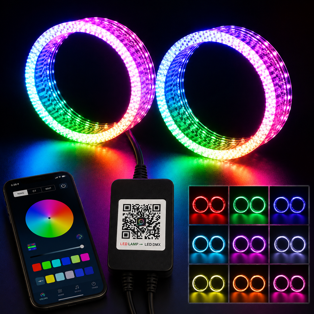 3-Inch 5D RGB Car Halo Ring Light App Control