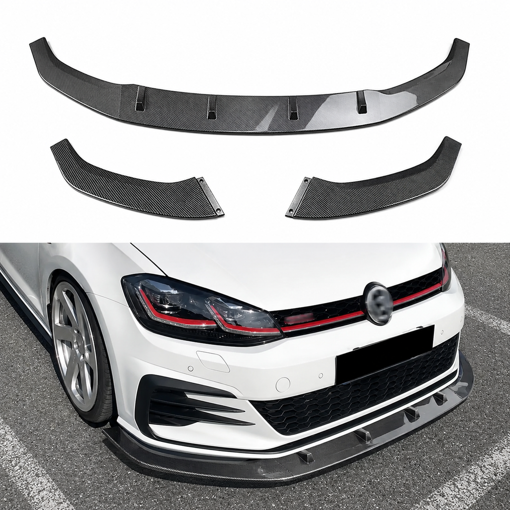 Front Bumper Lip Splitter for VW Golf 7 MK7.5 GTI R Line 2017-2019 Carbon Fiber Style