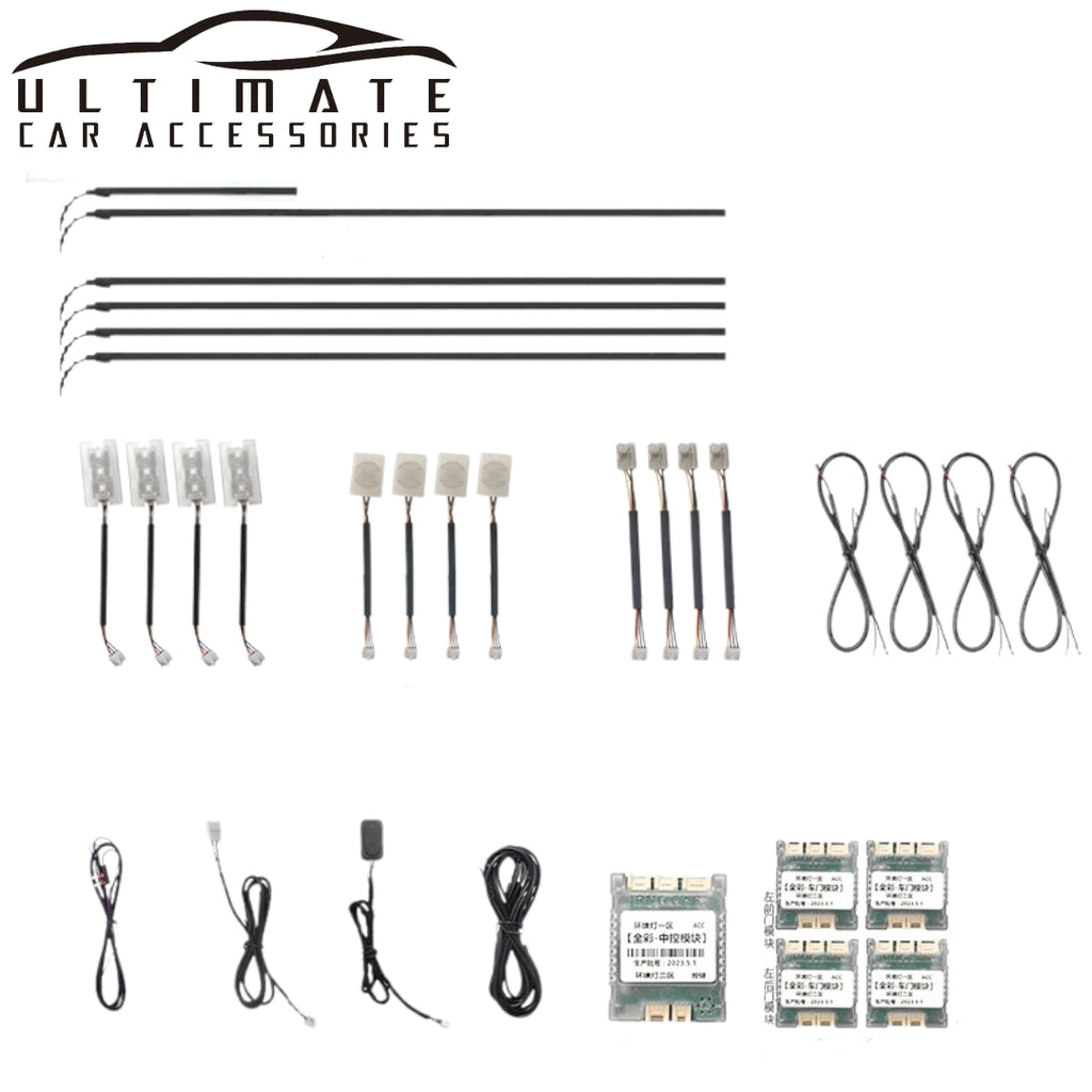 6 In 1 Car RGB LED Ambient Light Kit – Bluetooth APP Control Interior Lighting Strip