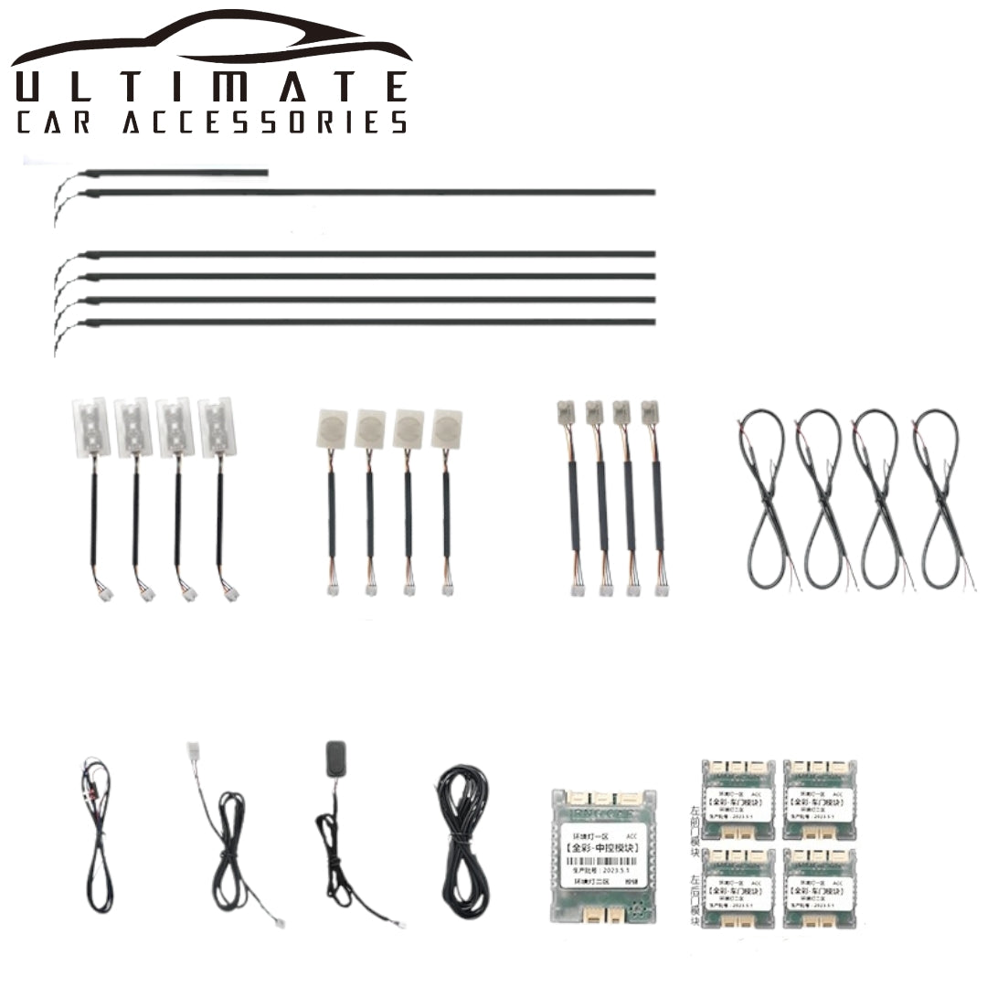 6 In 1 Car RGB LED Ambient Light Kit – Bluetooth APP Control Interior Lighting Strip